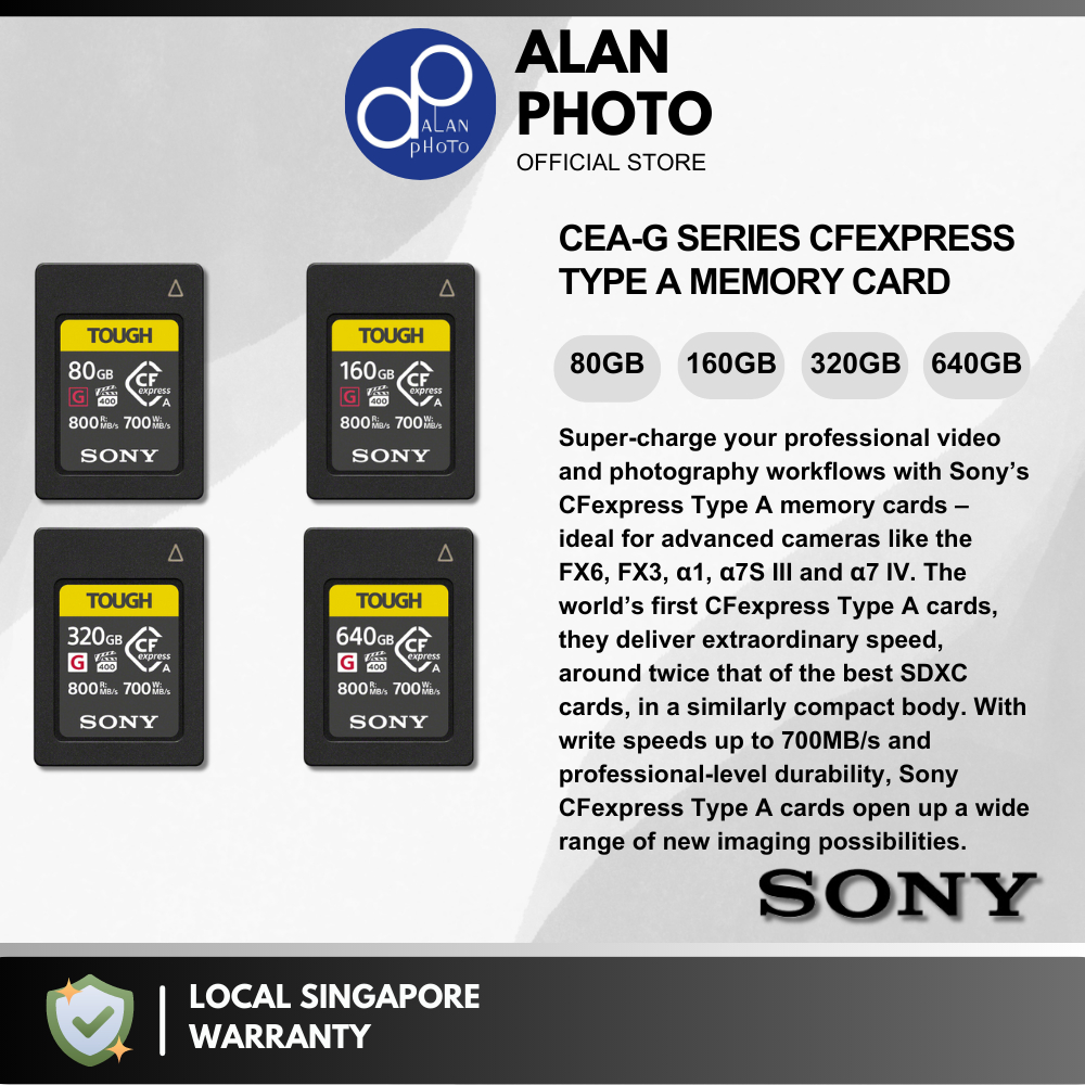Sony 80GB / 160GB / 320GB / 640GB CFexpress Type A TOUGH Memory Card ...
