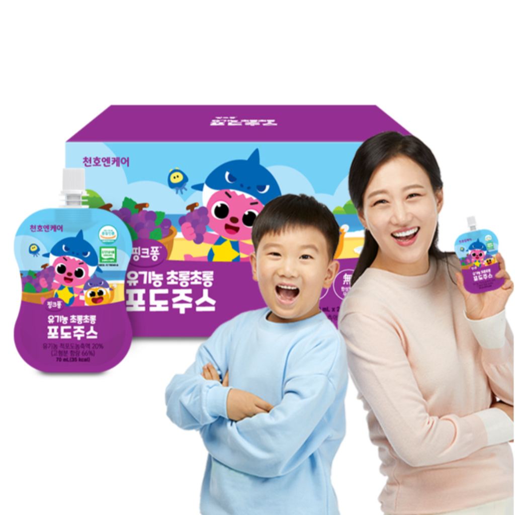 CHUNHO 10pack Pinkpong Organic Kids Grape Juice 70ml/pack SugarFree