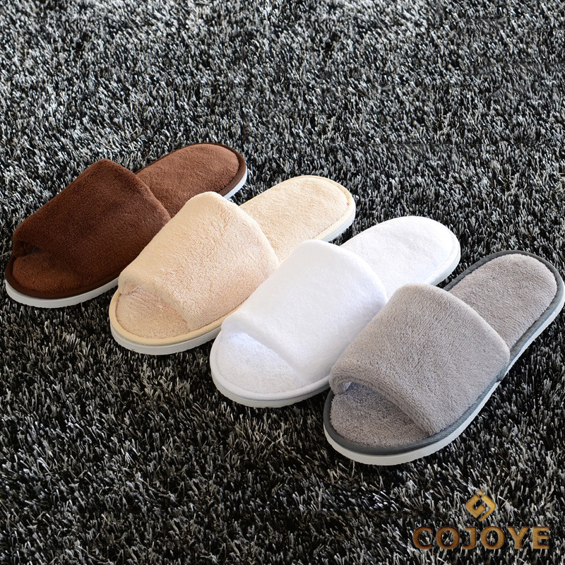 Hotel Slippers Thick-Soled Solid Color Coral Velvet Slippers Soft Non ...