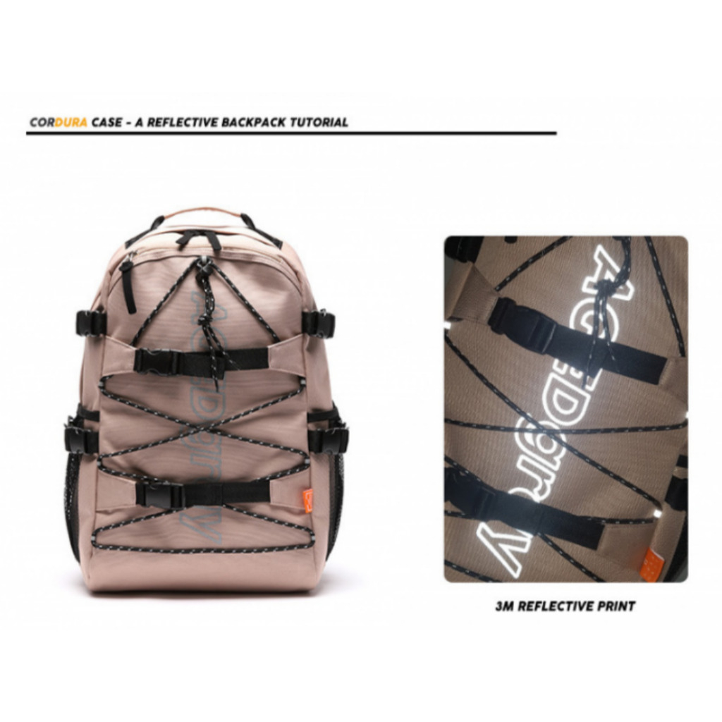 AGED GRAY REFLECTIVE BEIGE backpack no.375 Shopee