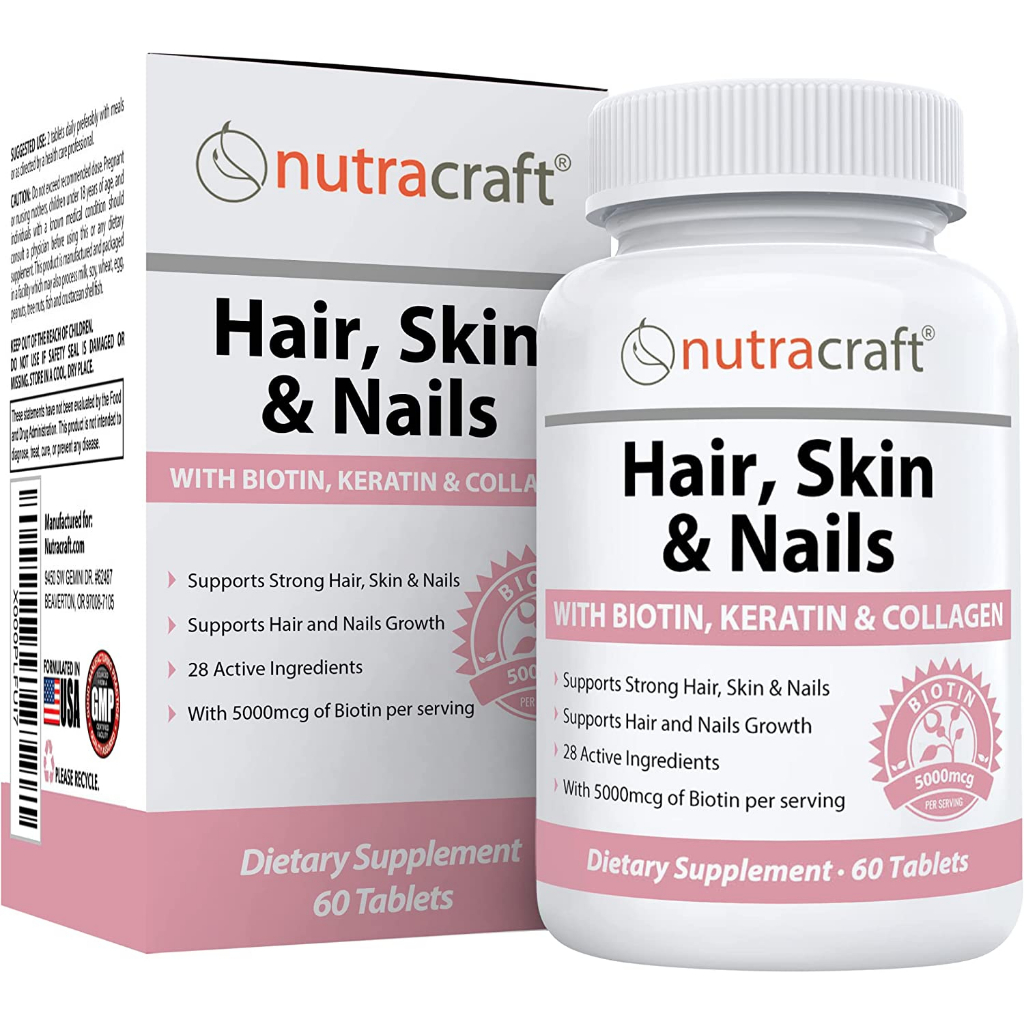 Nutracraft #1 Hair, Skin Nails Supplement 60 Tablets with 5000mcg of ...