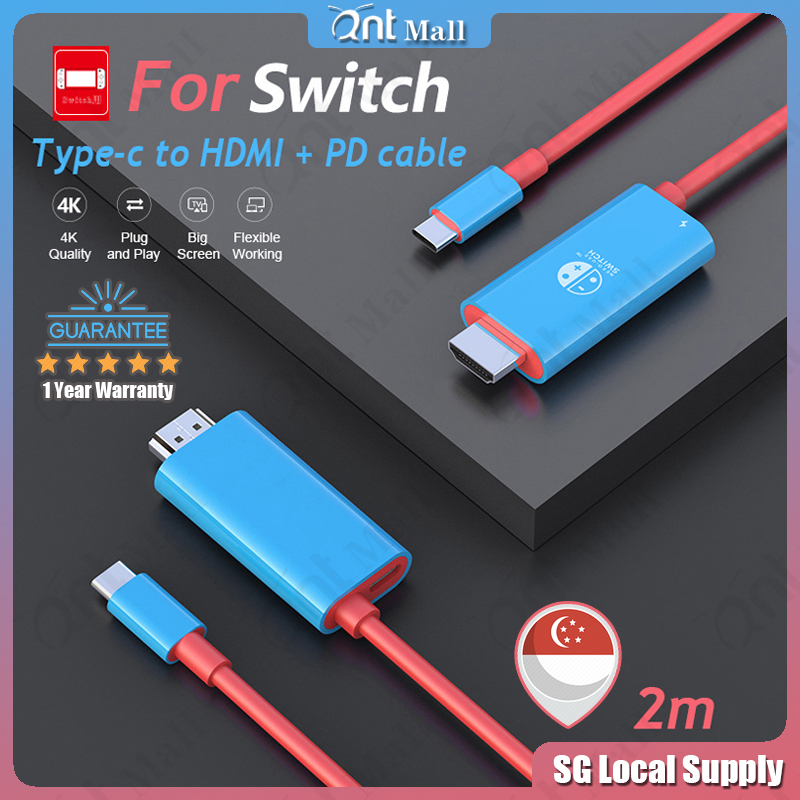 2 in 1 Portable Nintendo Switch Dock Type C to HDMI Cable Adapter ...