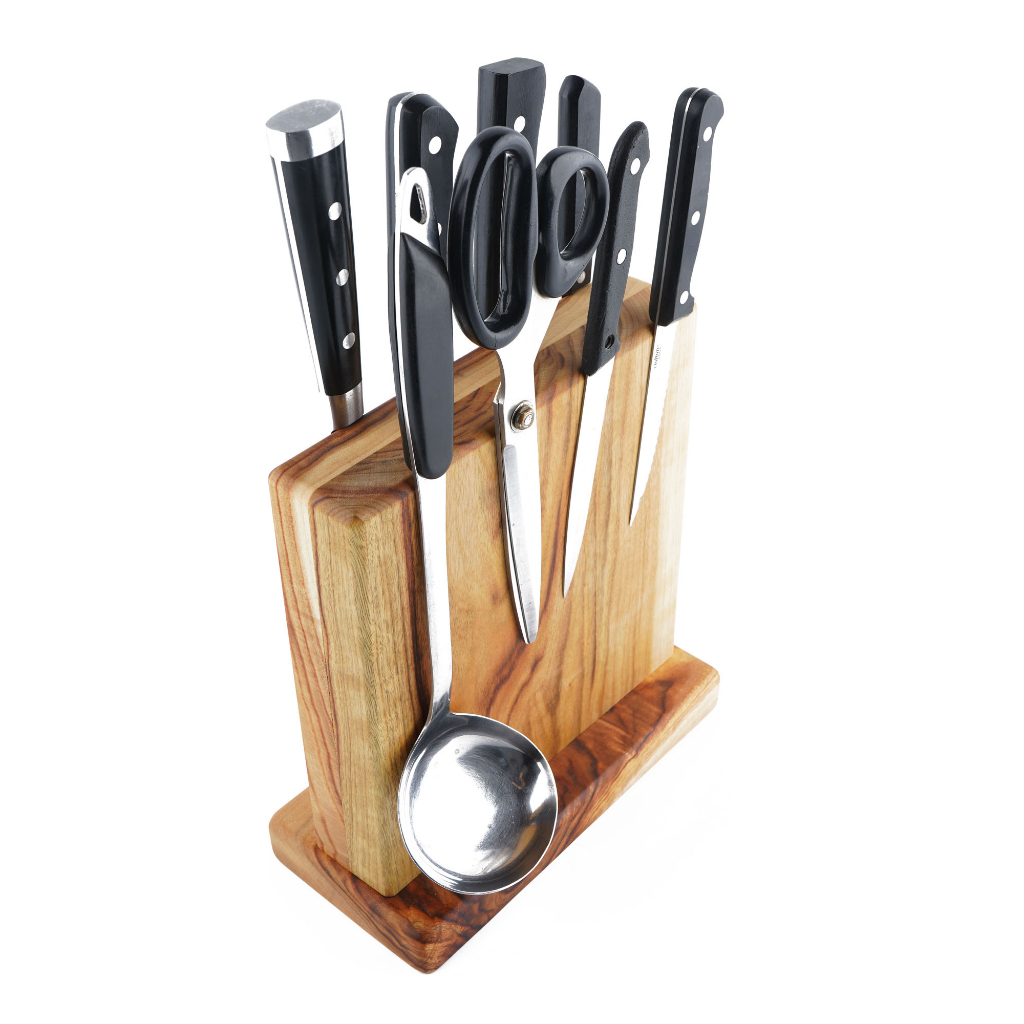 BOUMBI Beautiful Grain Wood Knife Block with Strong