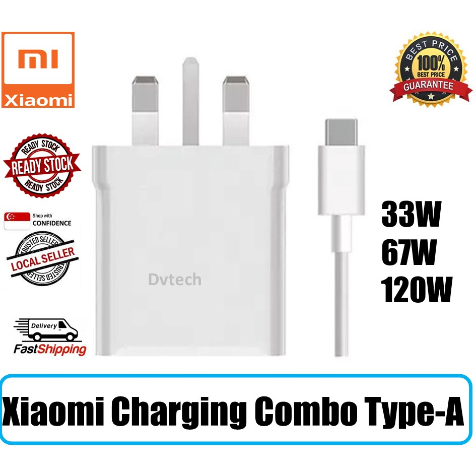 Xiaomi Charging Combo TypeA 120W 67W 33W Brand New 6 Months 