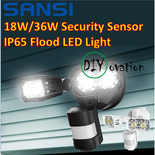 36W 180-Degree Black Motion Sensor Dusk to Dawn Outdoor LED