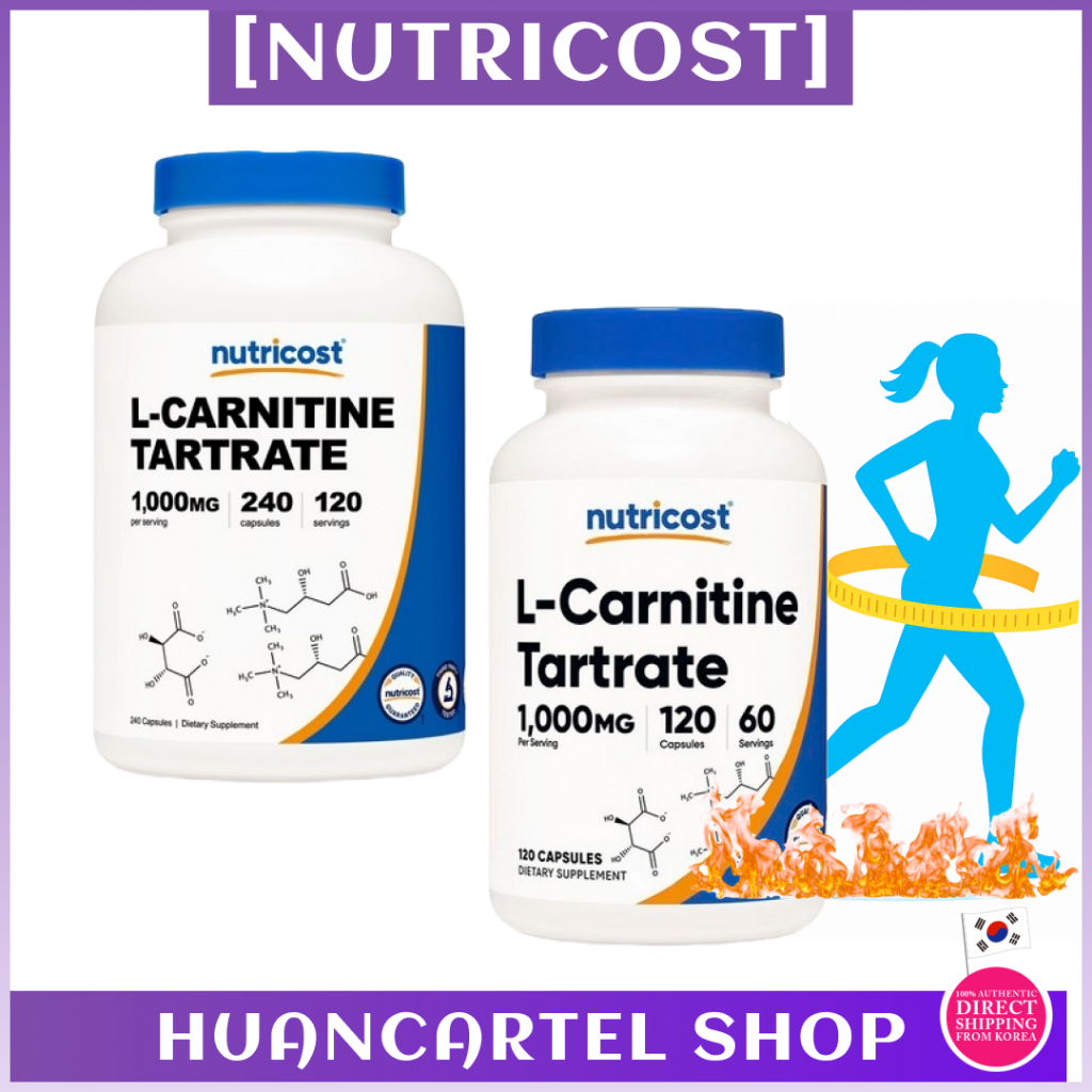 Nutricost] L-Carnitine Tartrate 1000mg Capsules – 120 / 240 Count | Energy  & Fat Metabolism | Shipping from Korea