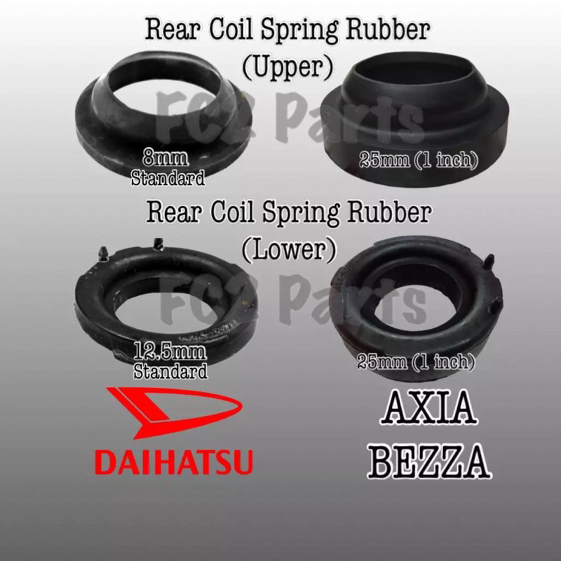 1car 4pcs UPPER & LOWER REAR Perodua Axia Bezza REAR Coil Spring Rubber ...