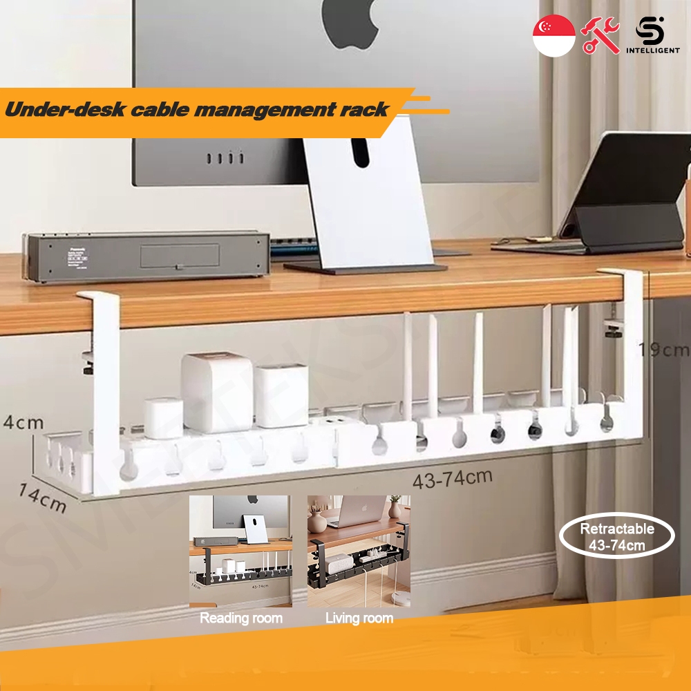 Under-desk buried wire storage rack charger storage box cable organizer ...