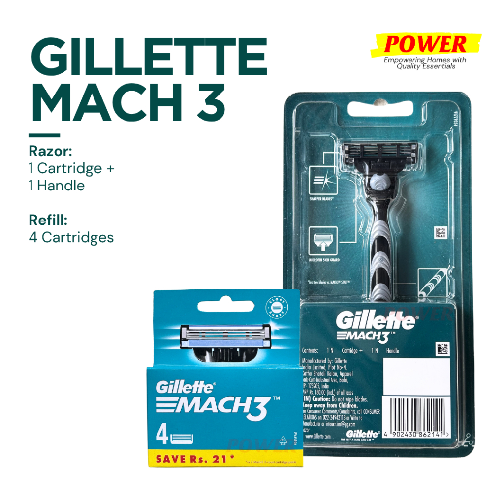 GILLETTE Mach 3 Razor Shaver Refill Handle | Shopee Malaysia