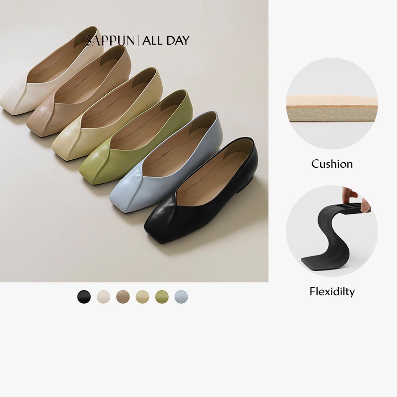 SAPPUN] Dela Square Flats (2cm) colors ALL DAY Shopee Malaysia