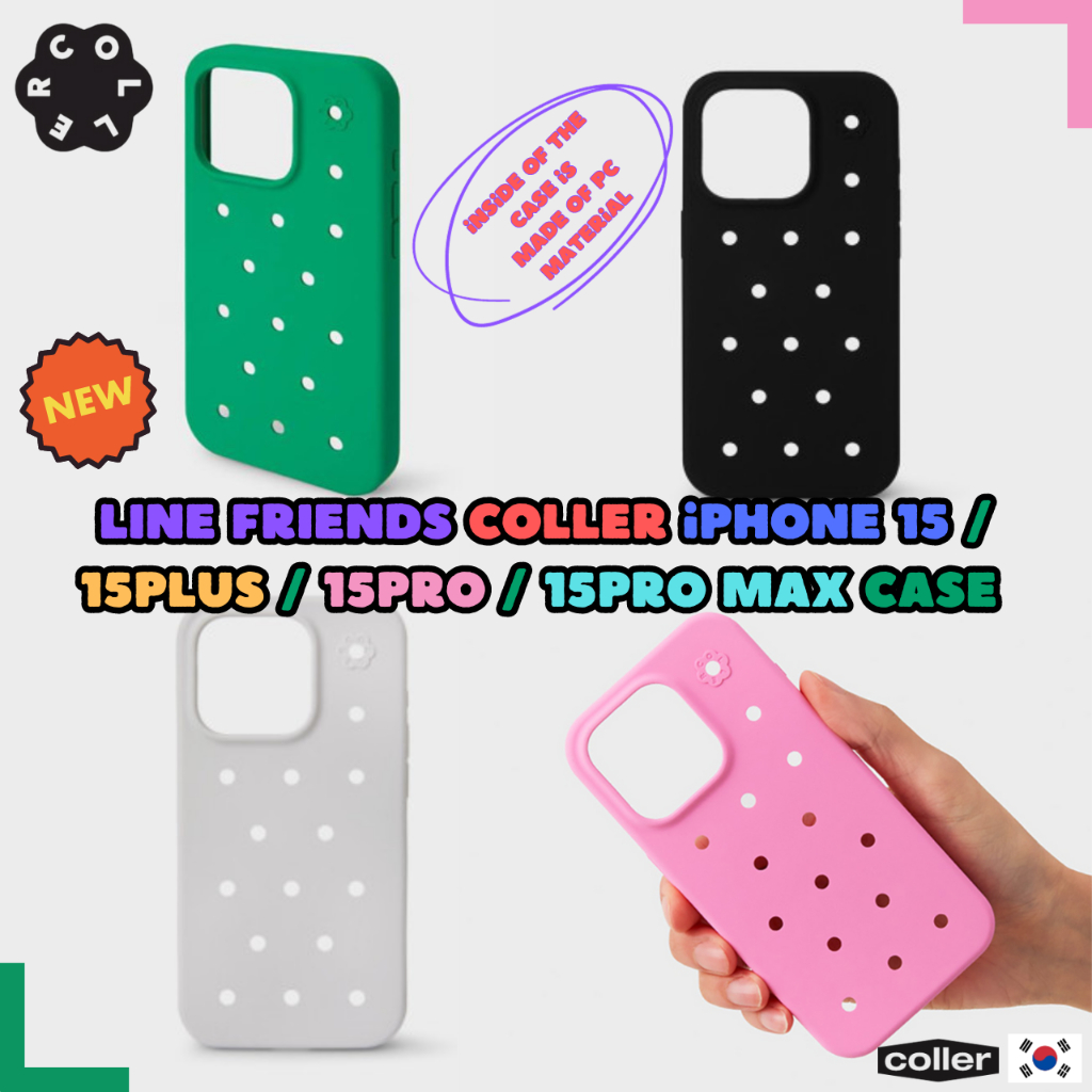 LINE FRIENDS X COLLER iPhone 15 15plus 15pro 15pro max New HARDSELL Case PHONE CASES 4colors clover green shade black moon rock