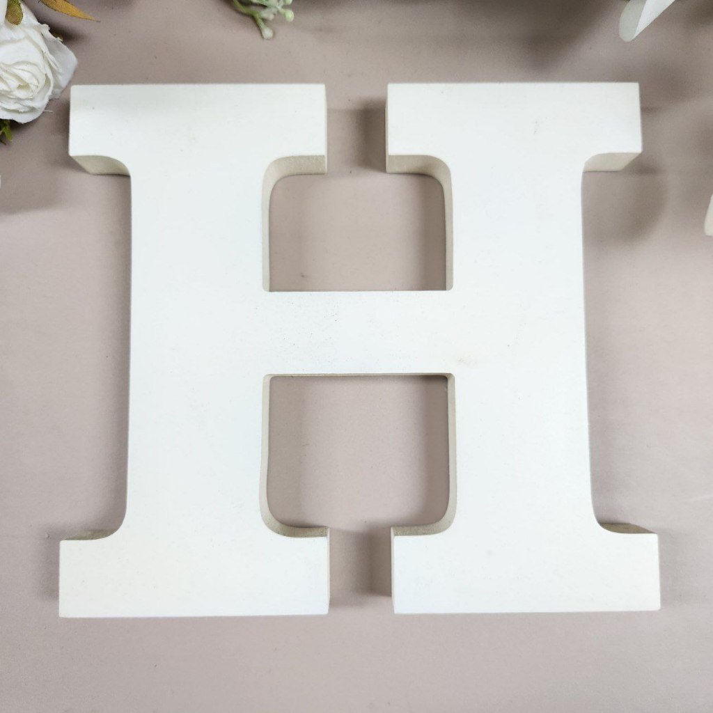 H - Wooden Lettering Alphabet Letters Standing White | Shopee Malaysia