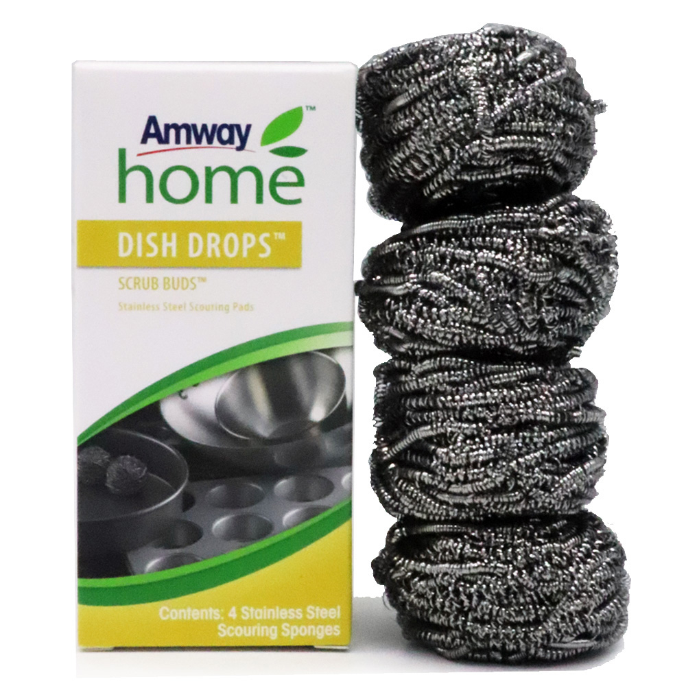 Amway Dish Drops Scrub Buds Stainless Steel Scouring Pads 4 Pieces