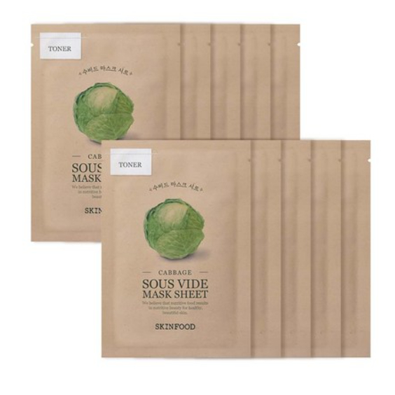 [Made in Korea] SKINFOOD sous vide cabbage mask pack 18g 10pieces ...