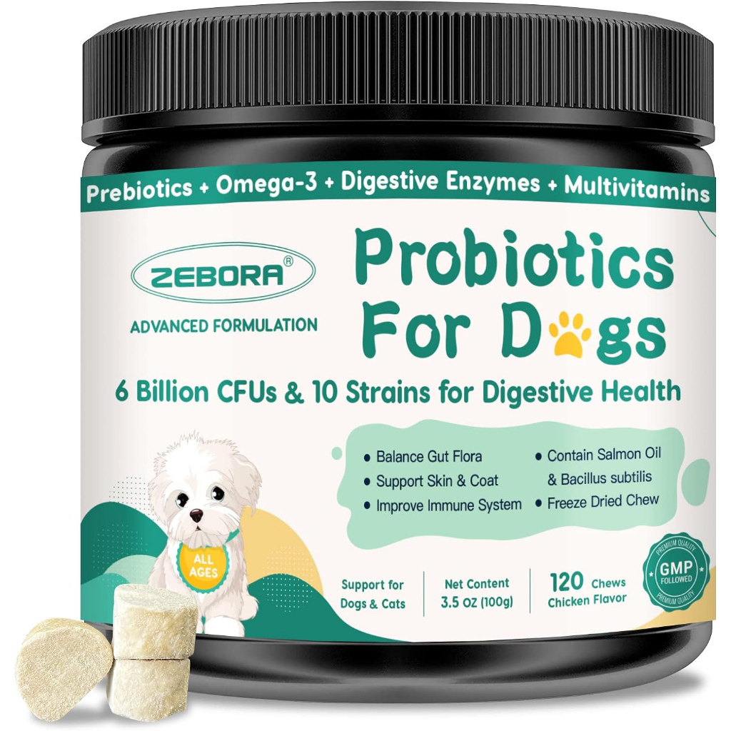 Probiotics for Dogs Digestive Health, Dog Probiotics and Digestive Enzymes, Prebiotics, Omega3