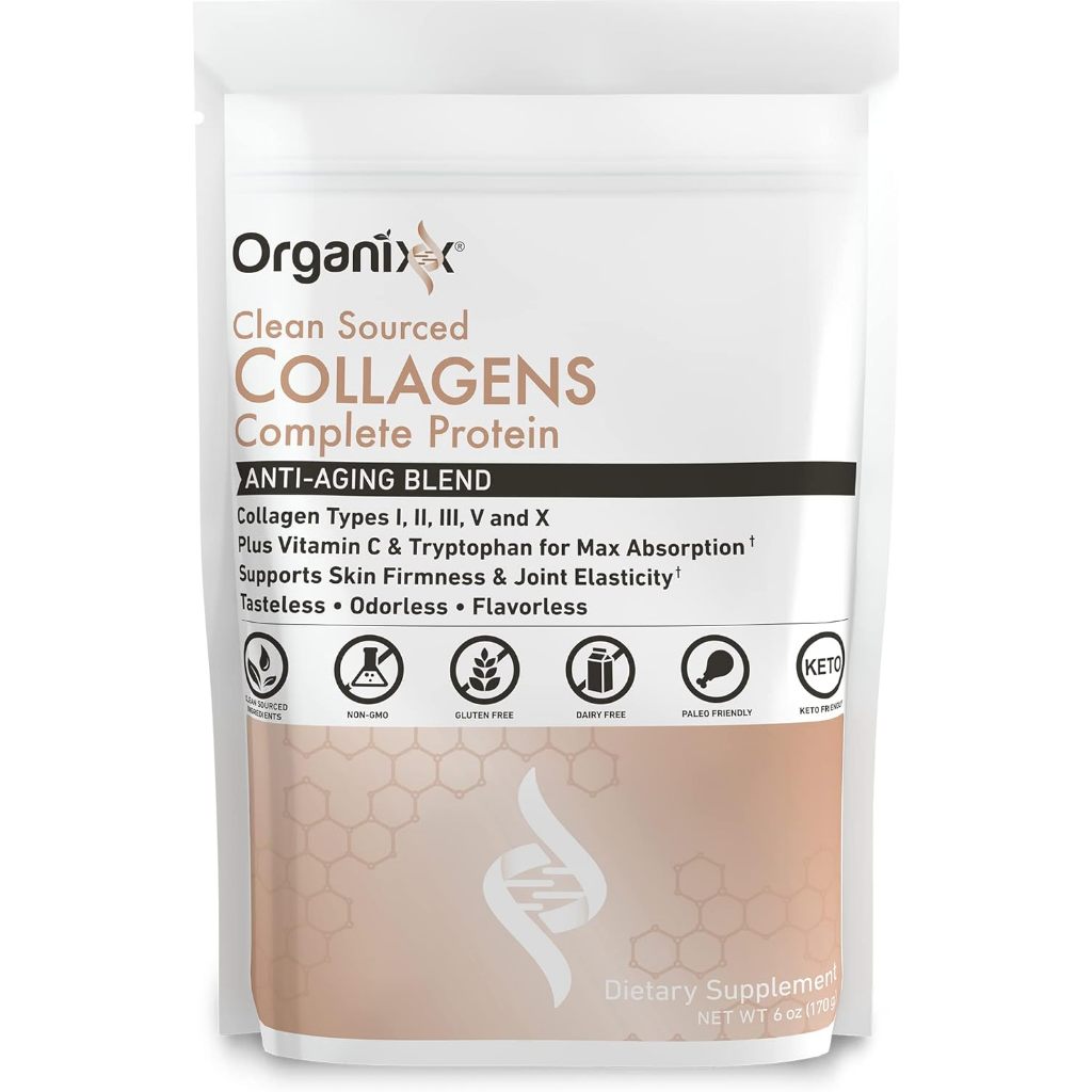 Organixx Clean Sourced Collagen 6oz Powder, Hydrolyzed Protein Collagen ...
