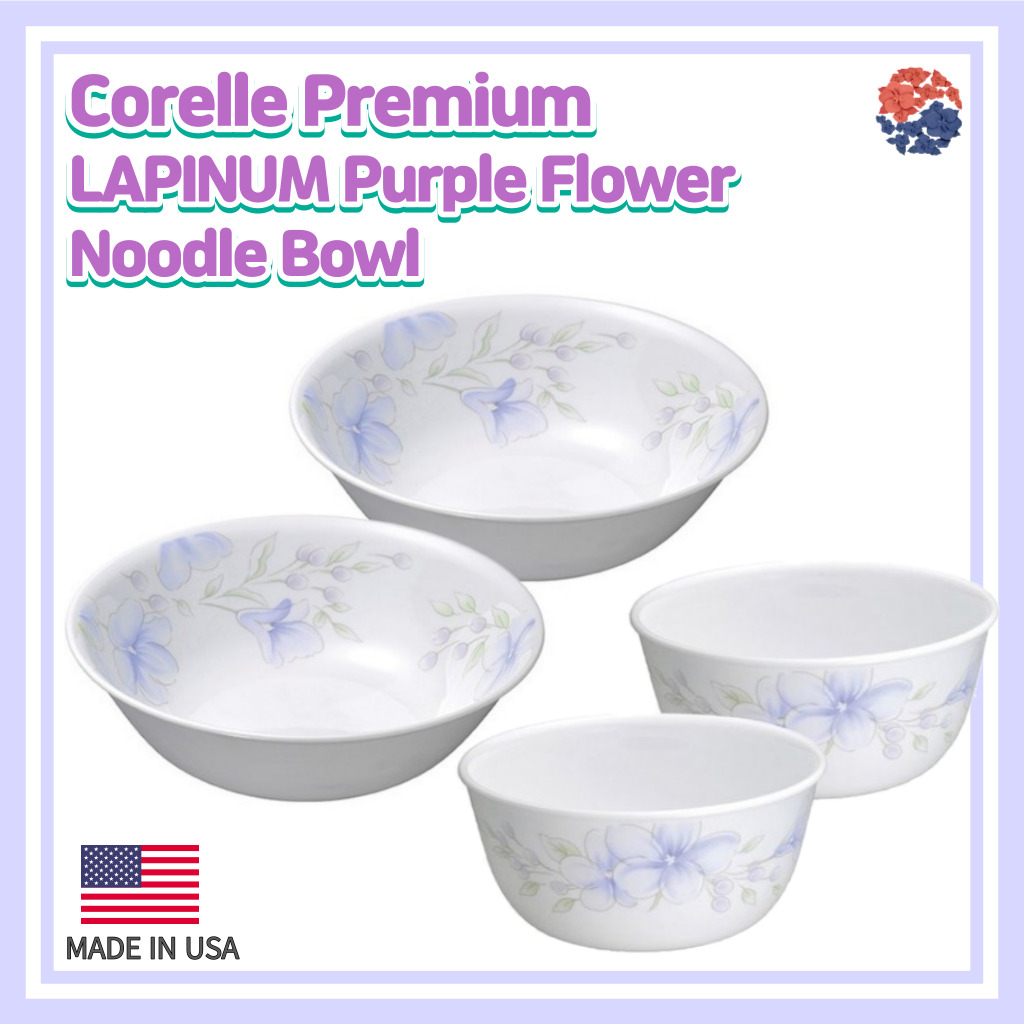 CORELLE PREMIUM LAPINUM Purple Flower Noodle Bowl set /Corelle USA set