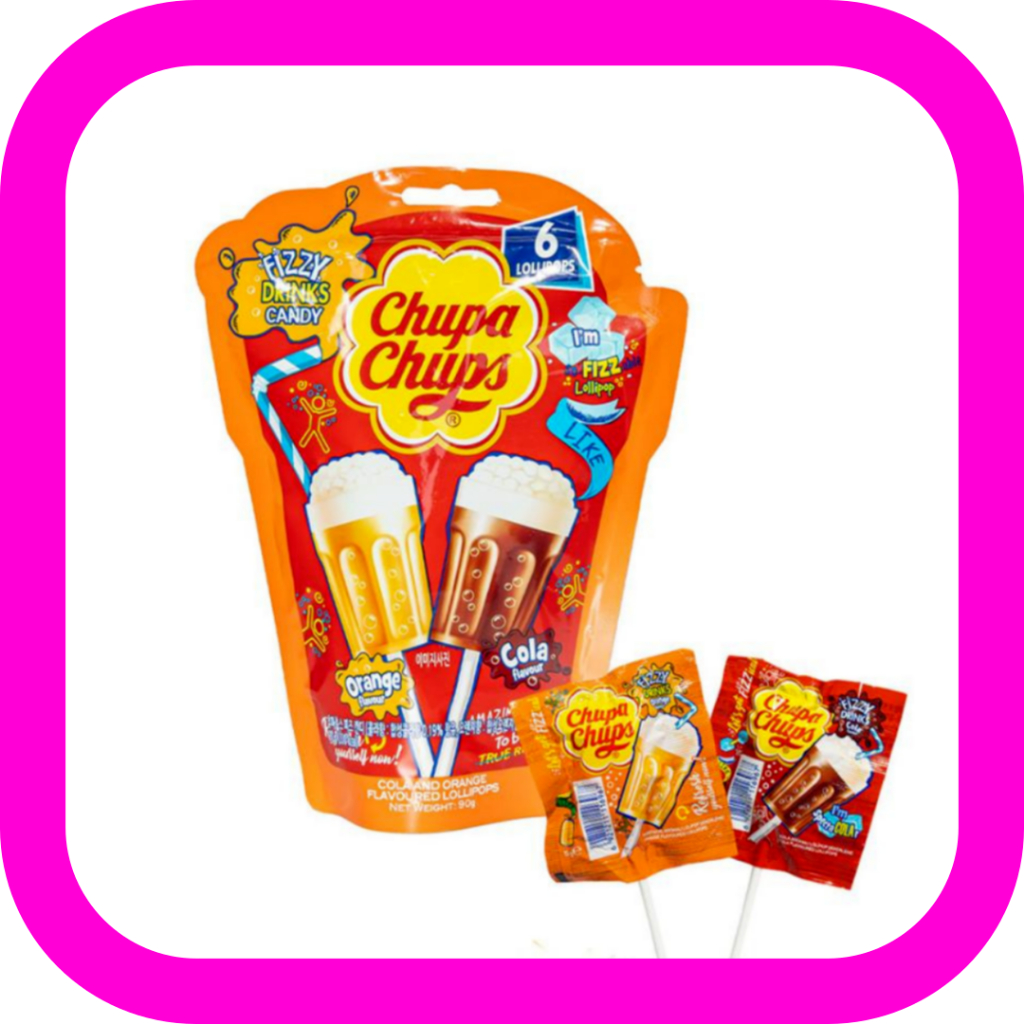 [Chupa Chups] Fizzy Lollipops 6 pieces 90g (Cola / Orange) / Chupa ...