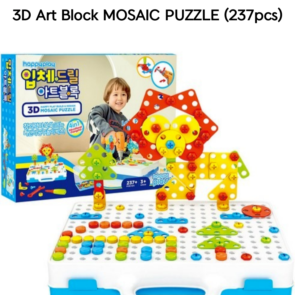 3D Drill Toy Mosaic Electric Drill Puzzle Set Kids Building Model ...