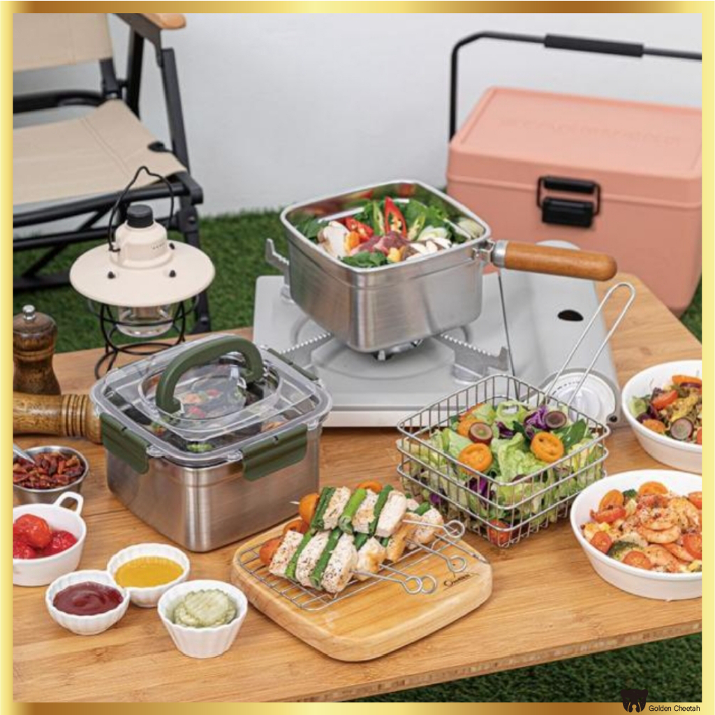 CAMPEN Outdoor Camping Cooking Canister Set (Stainless Steel Pot ...