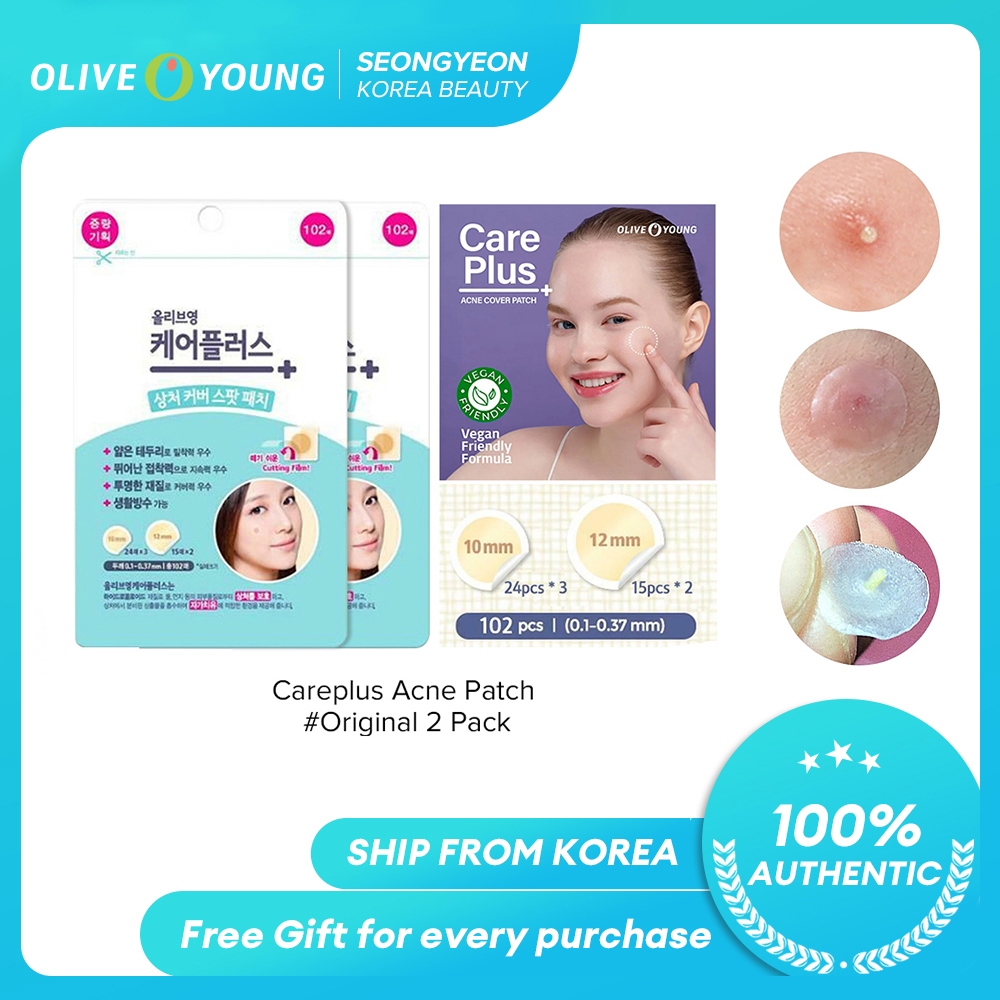 Olive Young Careplus Pimple Acne Patch(102pc)Cover,Clean,Cure Care Plus Spot Hydrocolloid Patch