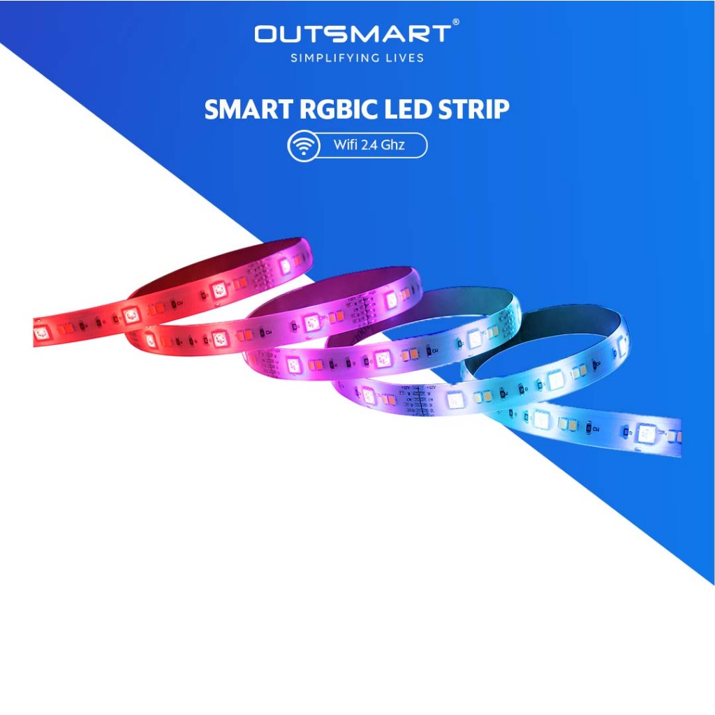 OUTSMART Wifi Smart LED Strip RGBIC Dream Colour LED Light Smart Strip ...