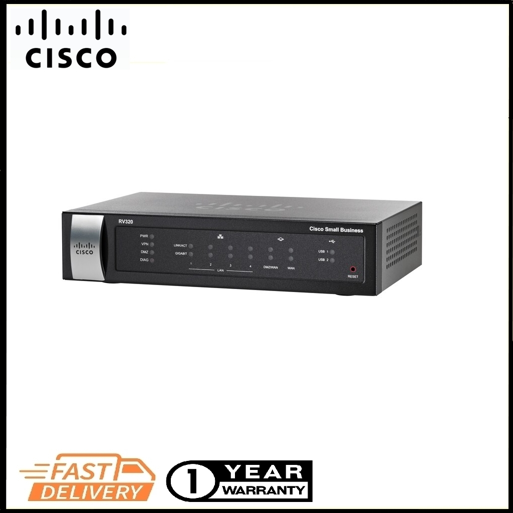 Image showcasing Cisco RV320 4 Port Gigabit Dual WAN Firewall VPN Router (Load Balance ...