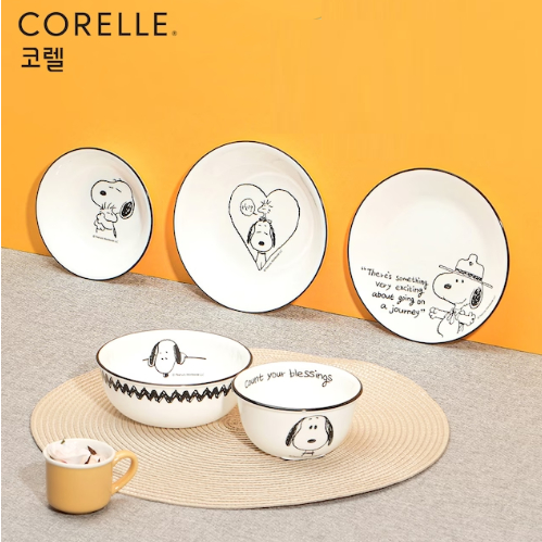 [CORELLE] SNOOPY & CHARLIE Edition Edition Tableware 5p Set for 1 ...