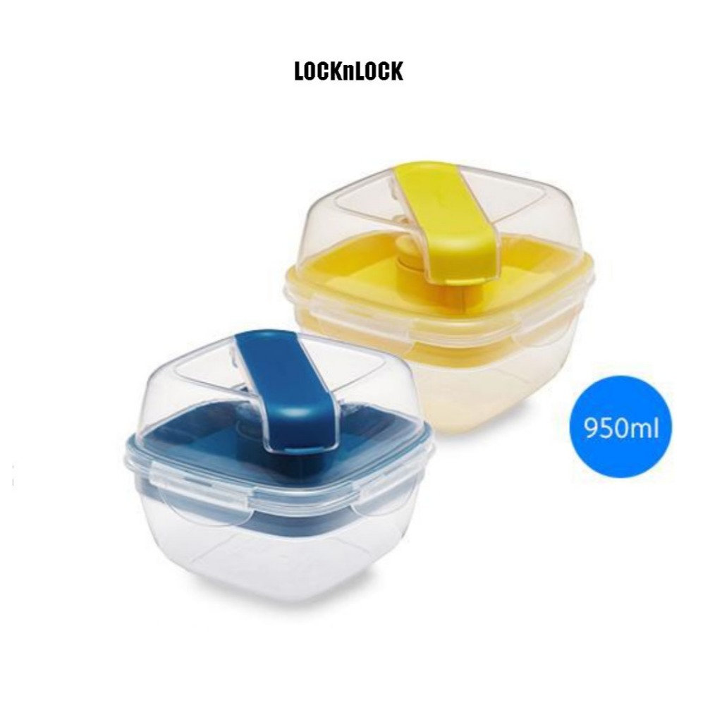 LocknLock To-Go Salad Lunch Box 950ml, Yellow, Blue | Shopee Malaysia