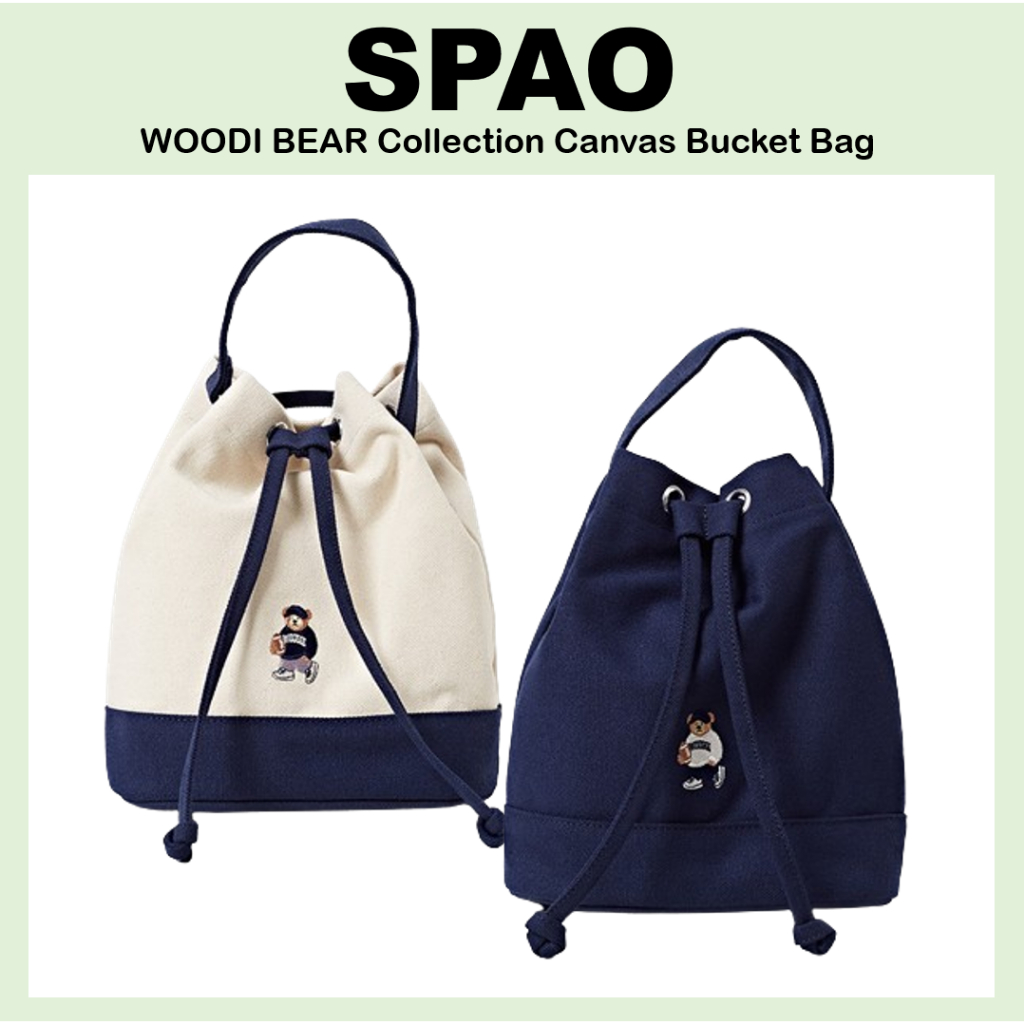 SPAO WOODI BEAR Collection Canvas Bucket Bag Crossbody bag Shopee Malaysia
