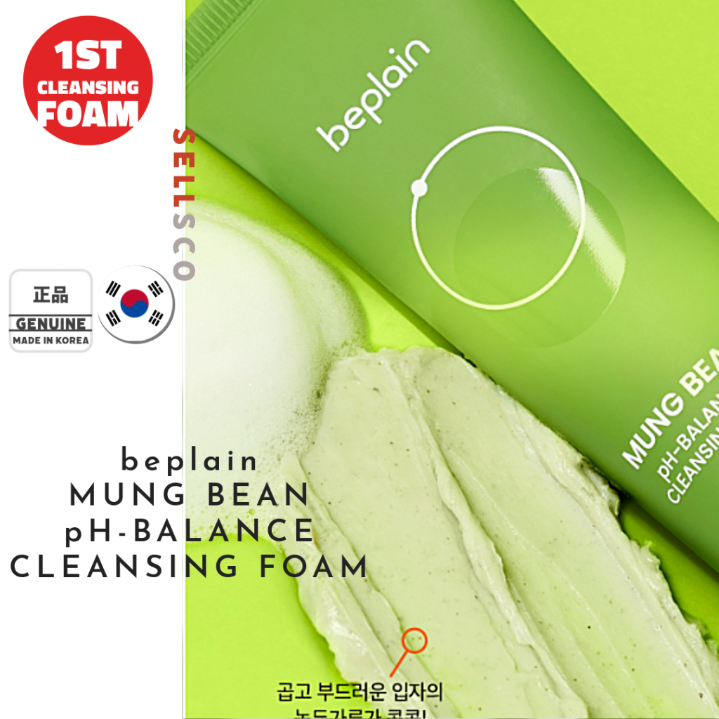 [BEPLAIN] Mung Bean pHBalanced Cleansing Foam Jumbo 160ml (No Box) sensitive dry skin Shopee