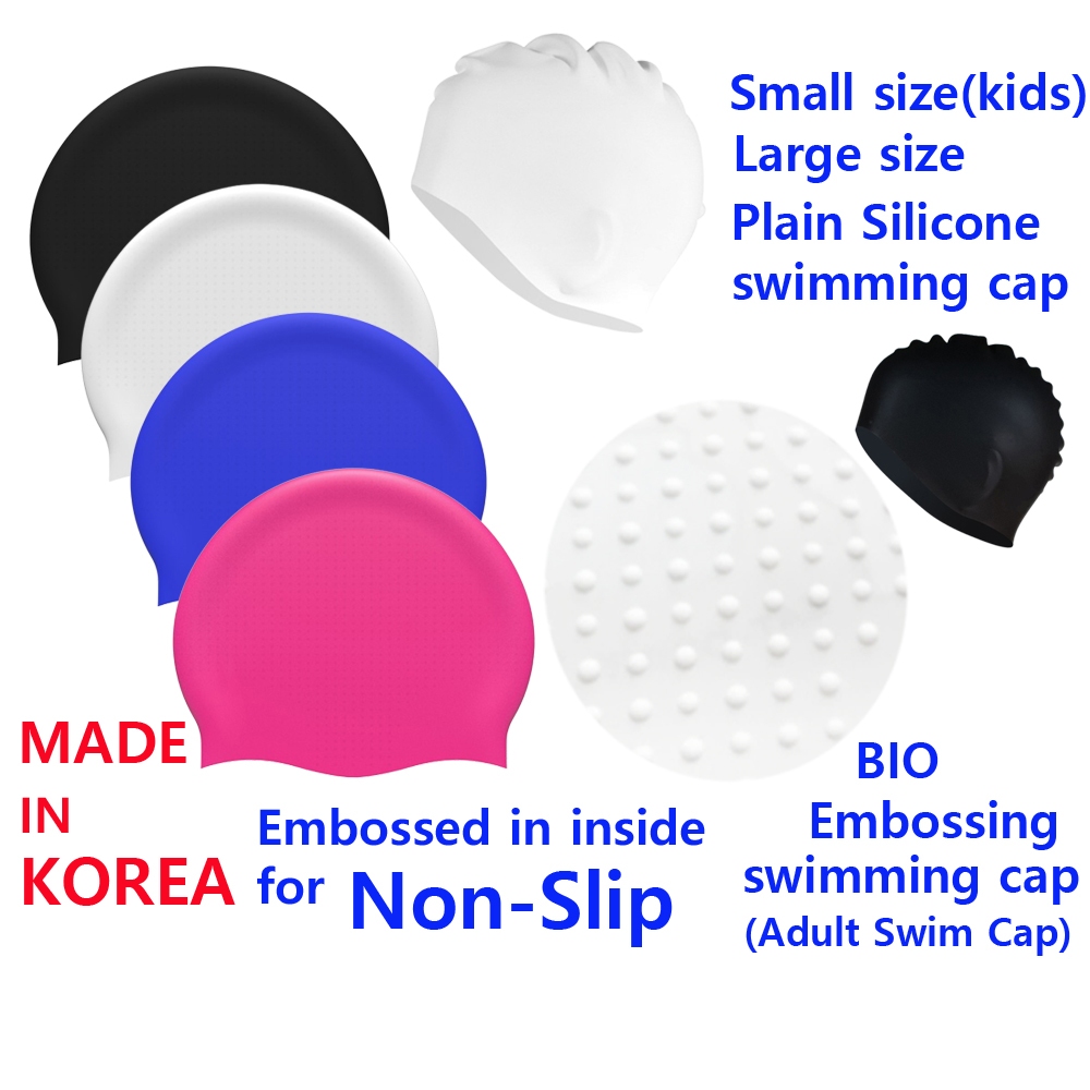 Adult BIO Embossing Swim Cap/Small Large Plain Swim Cap Non-Slip/Kids ...
