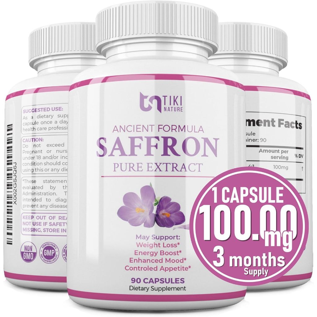 TIKI NATURE Saffron Extract Supplement 100mg 90 Capsules Powerful