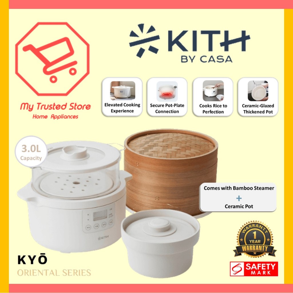Kith Electric Cooker 3L with Bamboo Steamer (MEC-3L-OW) | Shopee Malaysia