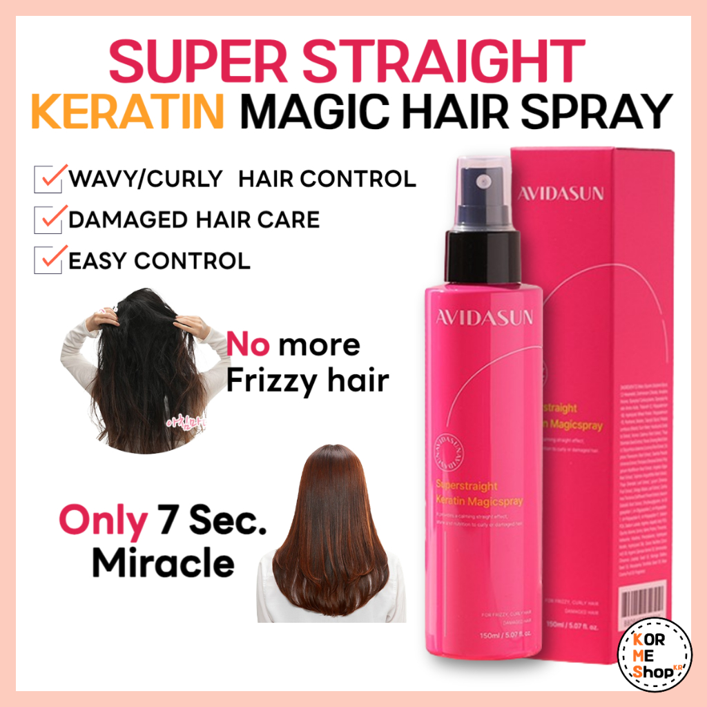 Hair Straightener Spray AVIDASUN Super Straight Keratin Magic Spray 150ml  Anti Fizzy, Straight Hair, Wavy Hair, Curly Hair, hair care