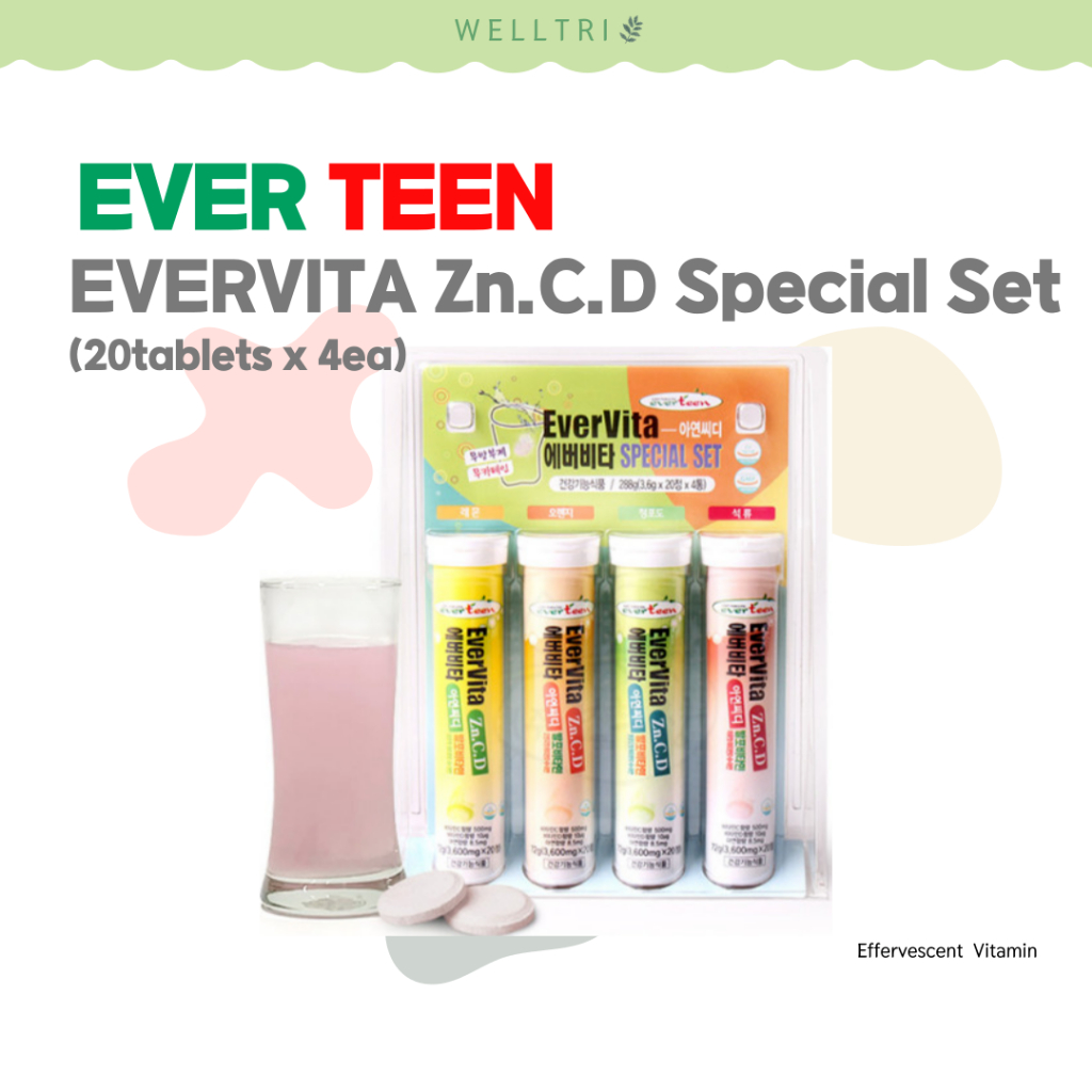 EVERTEEN EVERVITA Zn.C.D Special Set 20tablets x 4ea/Zinc Effervescent ...