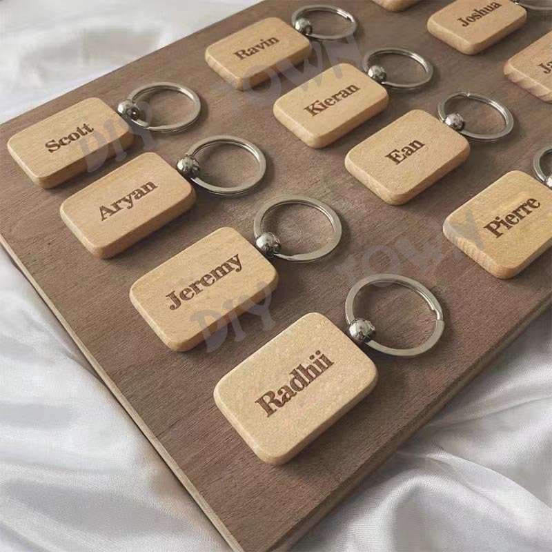 Custom Engraved wedding names Teacher's Day Wood Key Chain ...