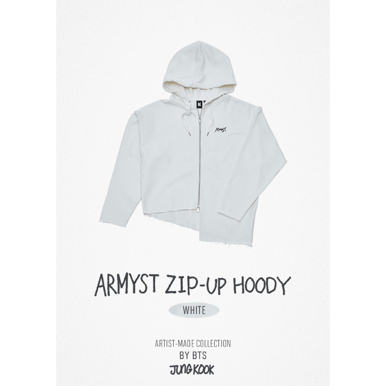 BTS Jung Kook ARMYST Zip Up Hoody White Shopee Malaysia