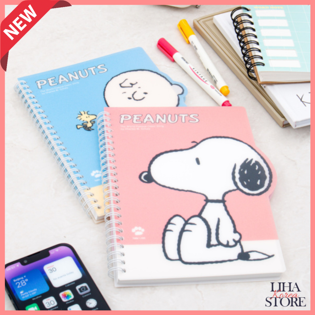 PEANUTS Snoopy (A5/80sheets)Spiral Notebook Spring Notepad Korean ...