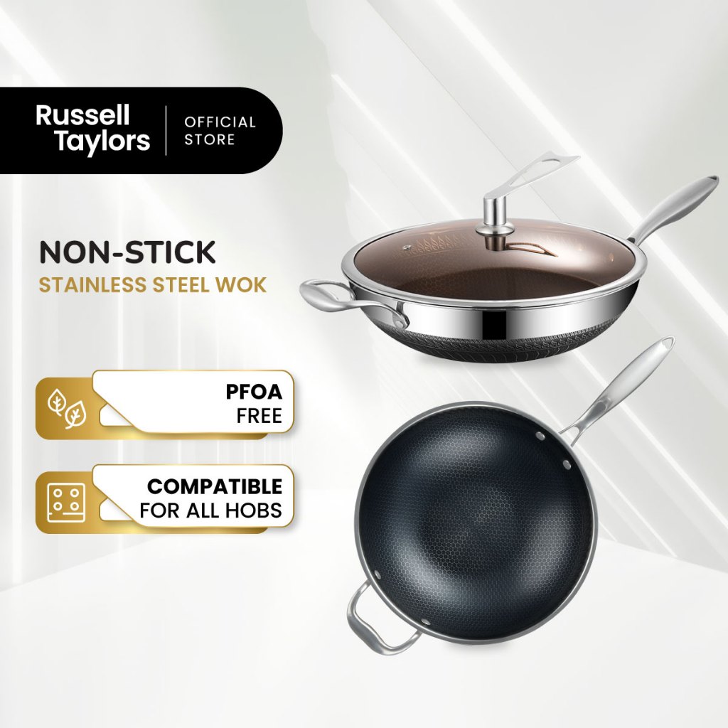Russell Taylors 316 Stainless Steel Non Stick Honey Comb Wok Deep Fry