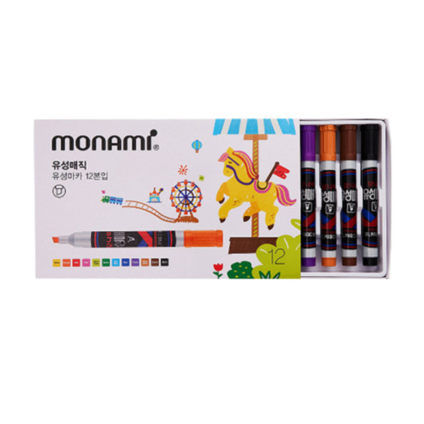 Permanent Marker Pen Monami Name Tags Magic Ink 12 Color Set (chisel ...