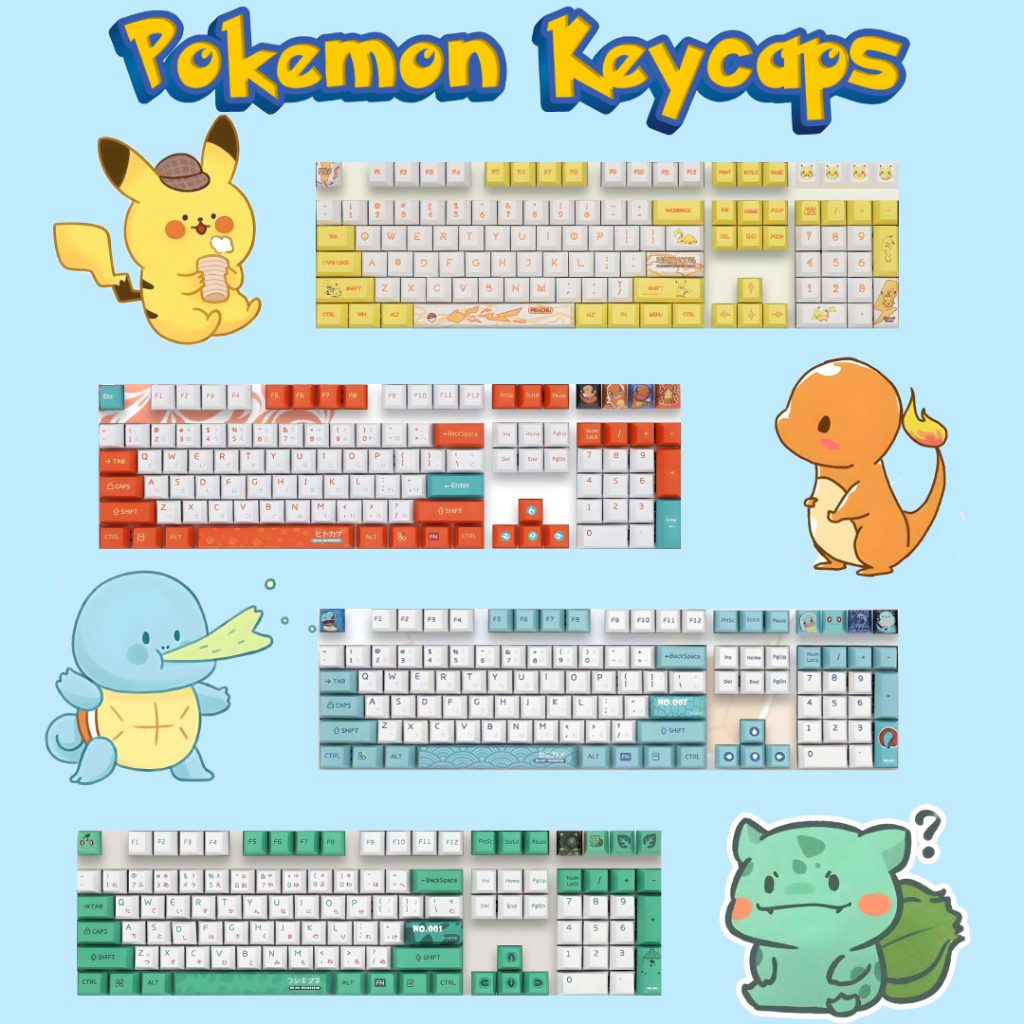 [SG] Pokemon Cute Pikachu Charmander Squirtle Bulbasaur Dye Sub PBT ...