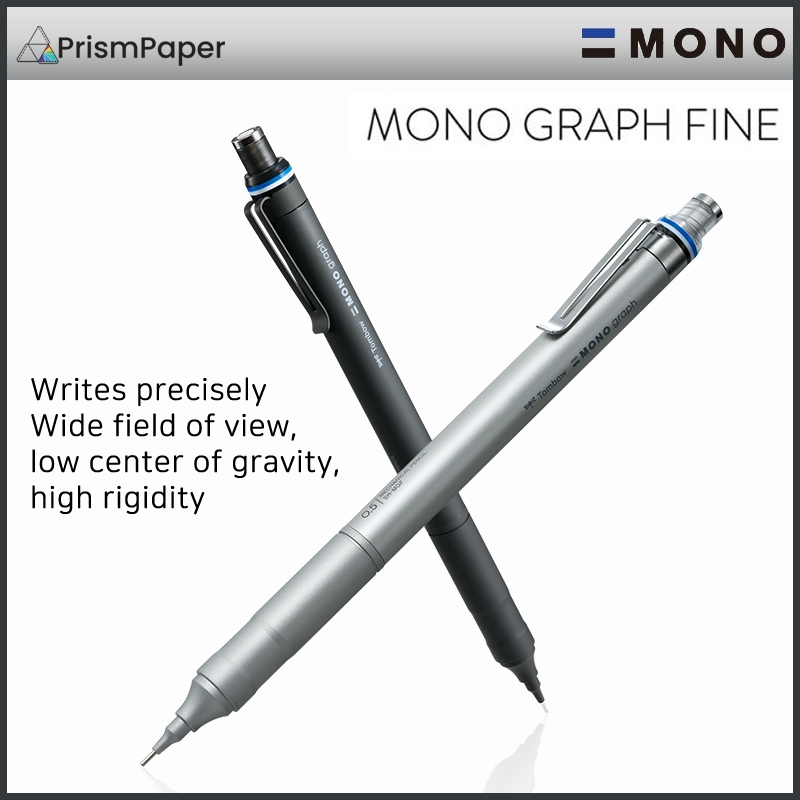 Tombow Mono Graph Fine Mechanical Pencil 0.5mm - Silver Professional Drafting Pencil With MONO Eraser