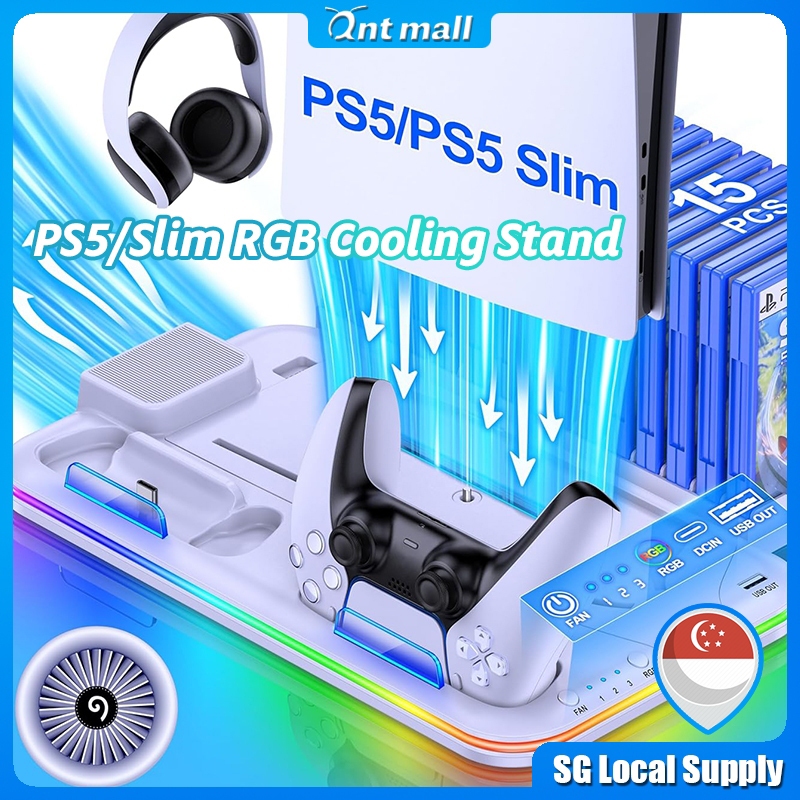 SG Playstation 5 PS5 Slim Cooling Stand Fan with RGB Light PS5 Slim ...