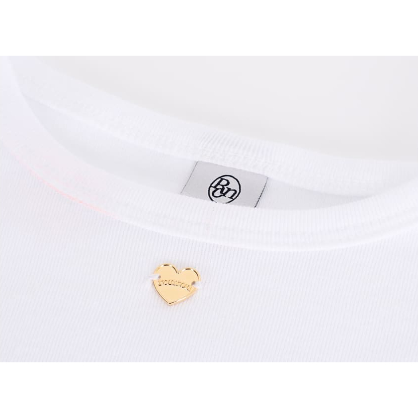 ◆RONRON◆ BACK RIBBON HEART SLIM CROP T SHIRTS WHITE BACK RIBBON HEART SLIM CROP T SHIRTS WHITE - RONRON 론론