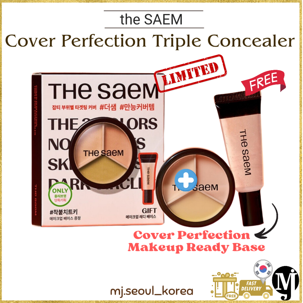 Concealer The SAEM Cover Perfection Triple Pot - 3 Couleurs, 4.5g Chaque, Crème Satin