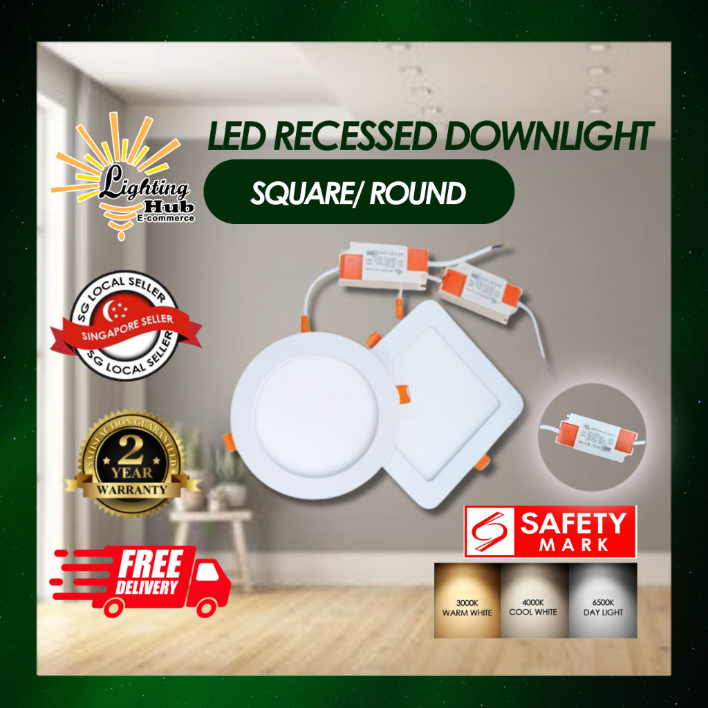 Lighting Hub LED Recessed Downlight With SAFETY MARK DRIVER /Square