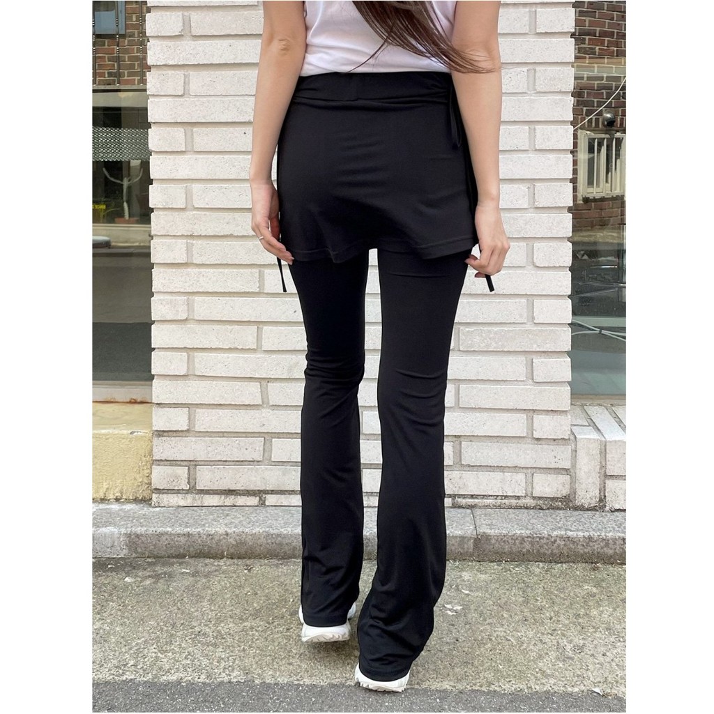 ●muahmuah● Layered String Skirt Pants Black _MUP24001_ MUSINSA | MUAHMUAH Layered String Skirt Pants [Black]