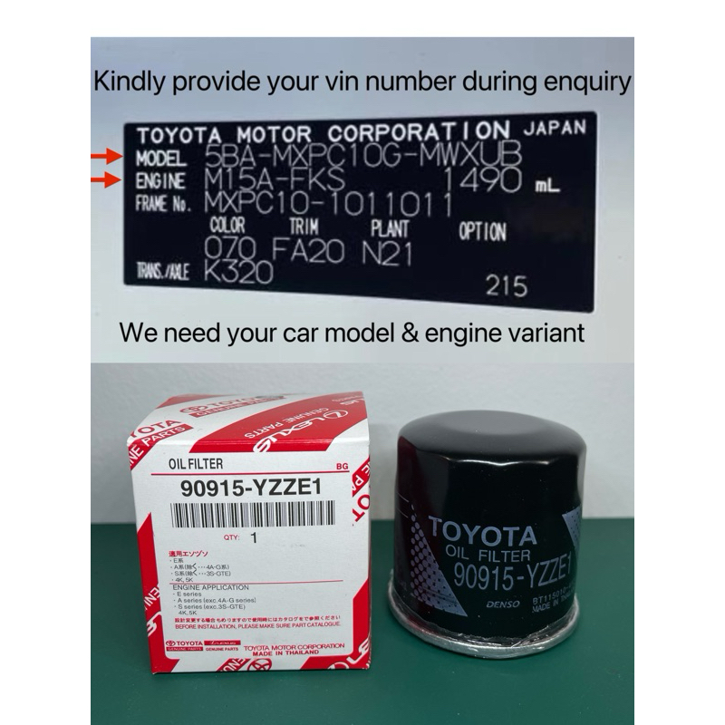 Toyota Oil Filter 90915-YZZE1/10009 Allion,Altis,Corolla,CHR,Fielder ...