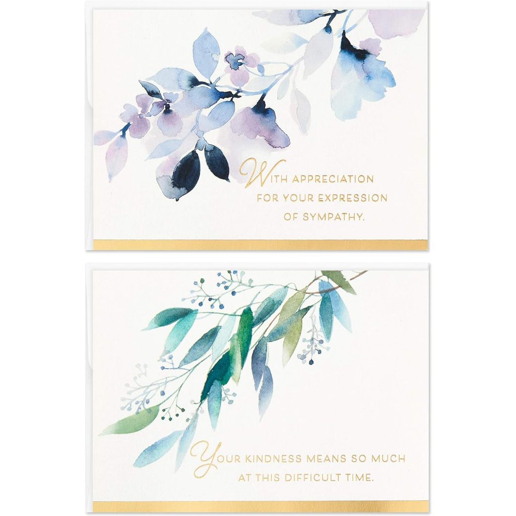 10 Cards Hallmark Watercolor Flowers (Thank You for Your Sympathy